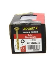 Boîte de 500 Vis à tête fraisée Pozidriv Filetage Partiel Ø 3 x 40 mm ROCKET