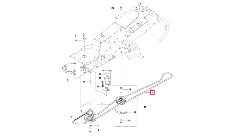 Courroie de coupe secondaire pour Autoportée R214T, R213C, R216 - Ref 594 97 78 01 - Husqvarna