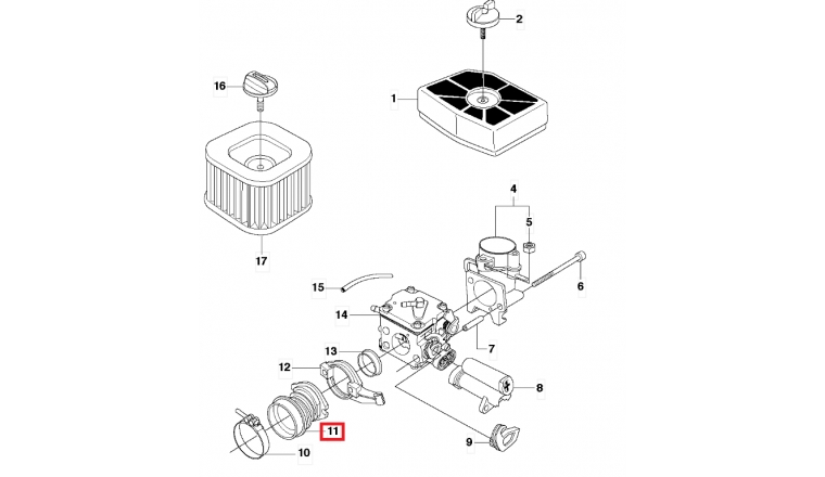 Tuyau d'aspiration Carburateur pour Tronçonneuse 390 XP, CS2188 - Ref 537 11 14 02 - Husqvarna