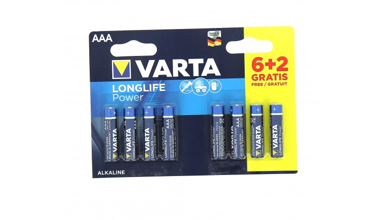 Pile alcaline AAA LR03 6+2 gratuites 1,5V High Energy - Varta