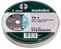 10 meules de tronçonnage "SP" 115x1,0x22,23 Inox Metabo