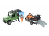 Land Rover Defender avec remorque, motoneige et conducteur Bruder 2594