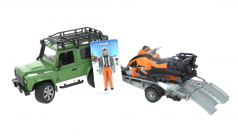 Land Rover Defender avec remorque, motoneige Bruder 2594