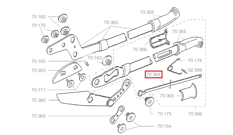 Tige de commande pour Elagueur OR87V - Ref 70364 - Outils Wolf