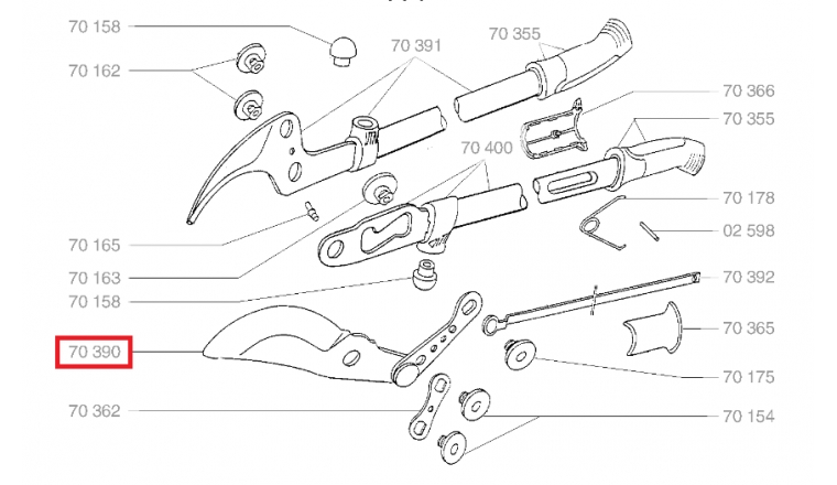 Lame de coupe avec Biellette pour Elagueur OS84V, OS83, OS82, OS76 ... - Ref 70390 - Outils Wolf