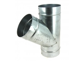 Te oblique 45° tôle acier galva 3 sorties de diamètre 125mm DMO 92092