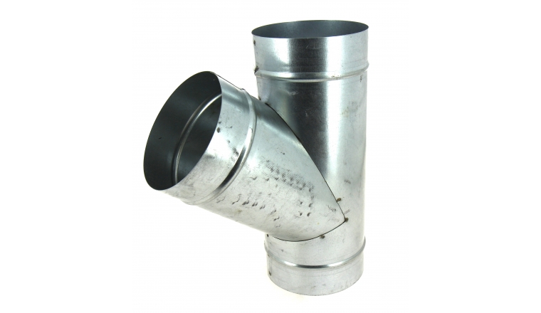Te oblique 45° tôle acier galva 3 sorties de diamètre 125mm DMO 92092