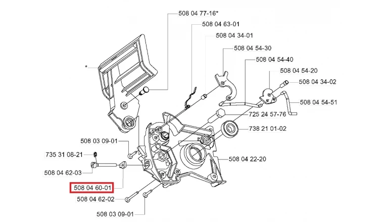Doigt de tension de Chaîne pour CS2217, 2118 EL .. - Ref 508 04 60 01 - Husqvarna