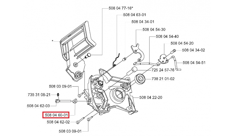 Doigt de tension de Chaîne pour CS2217, 2118 EL .. - Ref 508 04 60 01 - Husqvarna