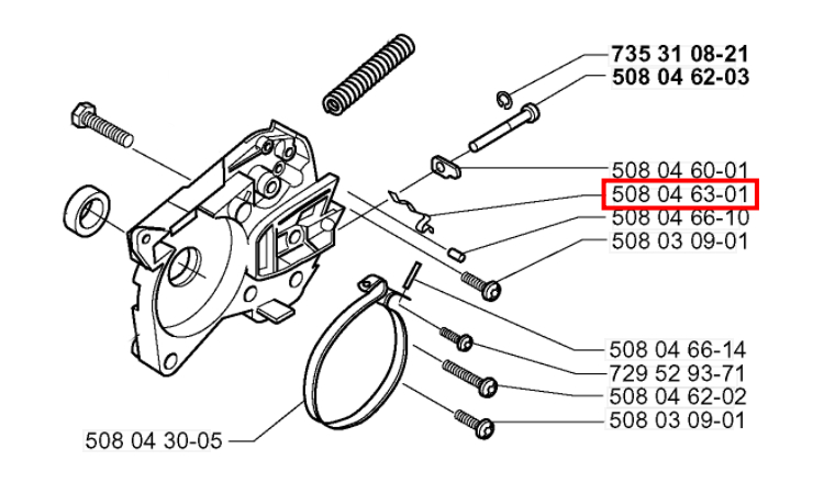 Ressort de tension de chaine pour Tronçonneuse CS 2117, CS 2115 ... - Ref 508 04 63 01 - Husqvarna